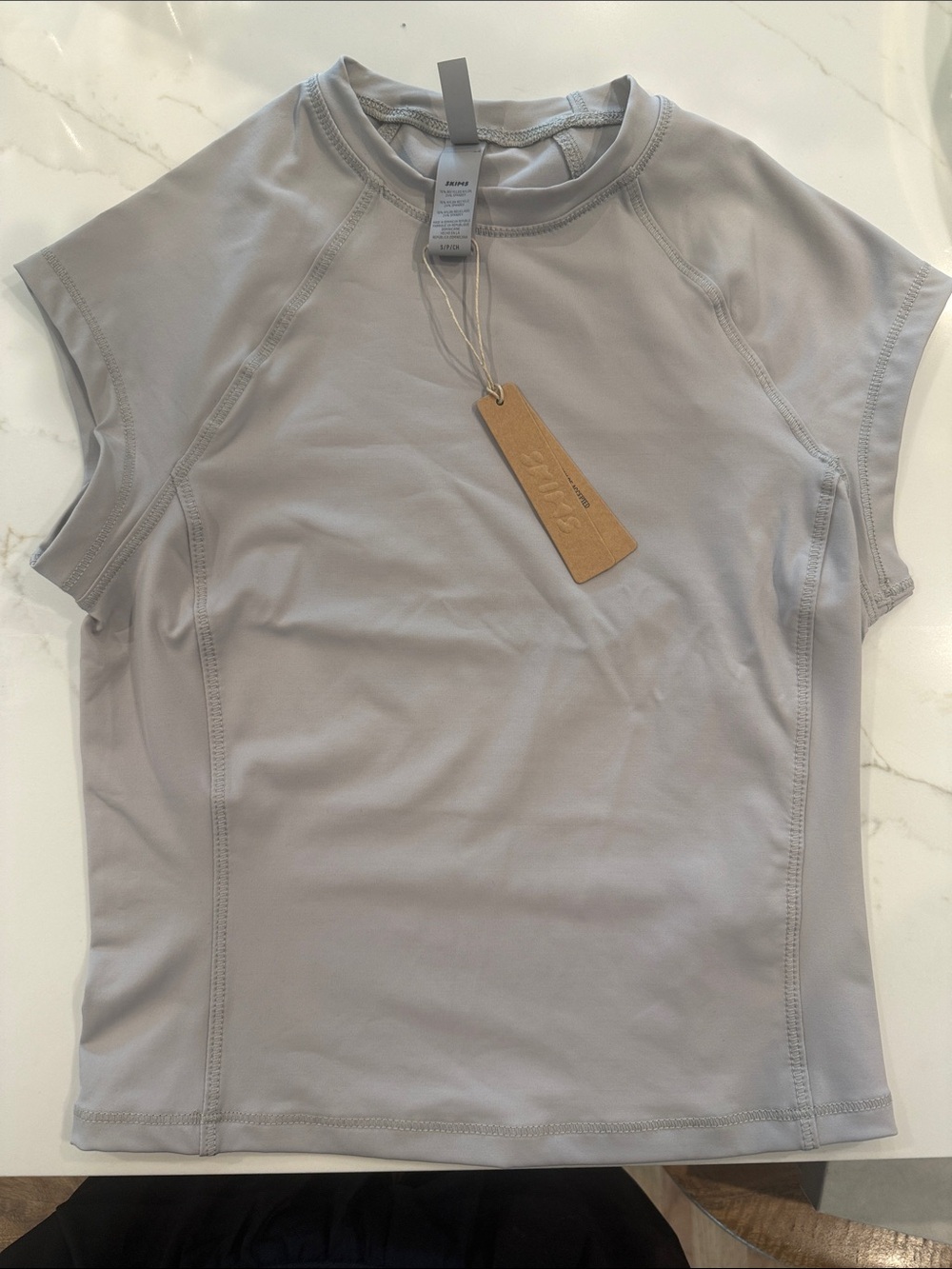 SKIMS Short Sleeve Crew Tee in Light Gray